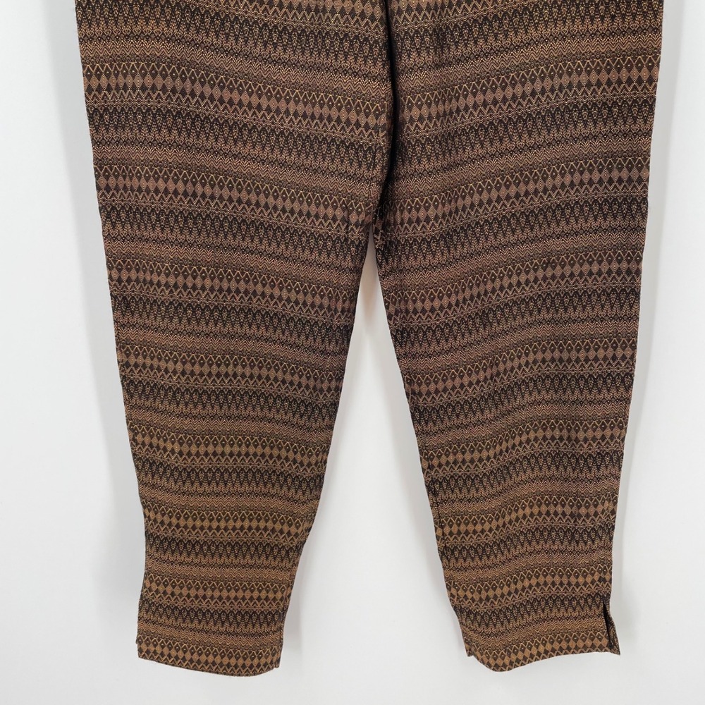 & Other Stories Golden Bronze Jacquard Cropped Pants Geometric US 2 - Picture 5 of 9